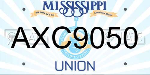 AXC9050 Mississippi License Plate