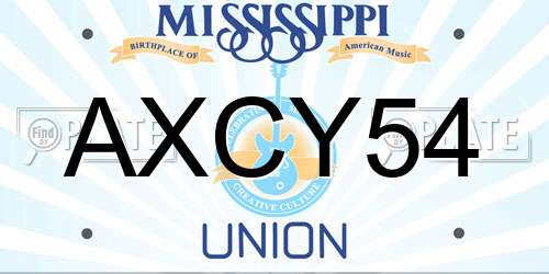 AXCY54 Mississippi License Plate
