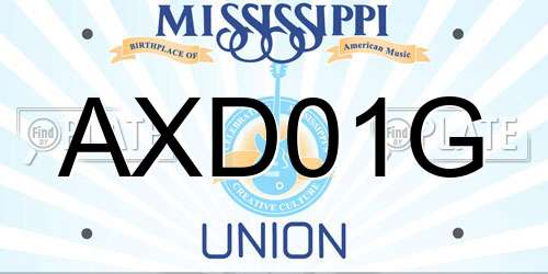 AXD01G Mississippi License Plate