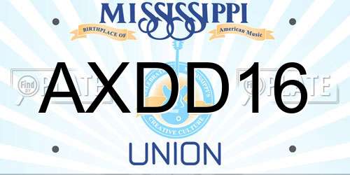 AXDD16 Mississippi License Plate