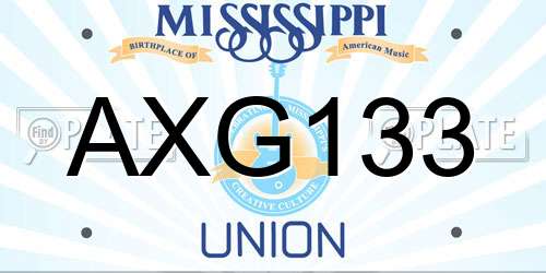 AXG133 Mississippi License Plate