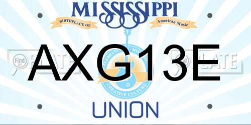 AXG13E Mississippi License Plate