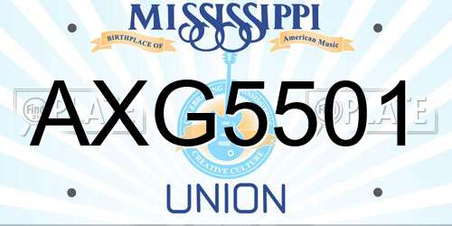 AXG5501 Mississippi License Plate