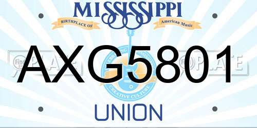 AXG5801 Mississippi License Plate