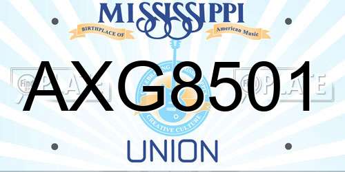 AXG8501 Mississippi License Plate