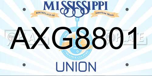 AXG8801 Mississippi License Plate