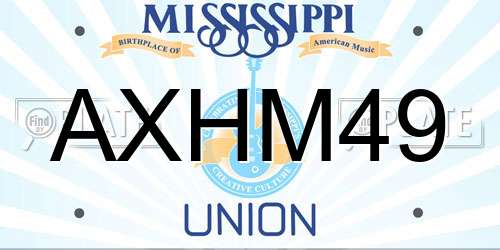 AXHM49 Mississippi License Plate