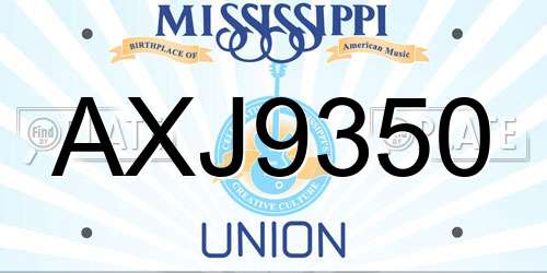 AXJ9350 Mississippi License Plate