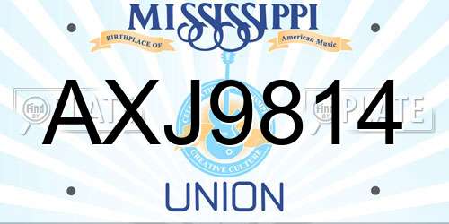 AXJ9814 Mississippi License Plate