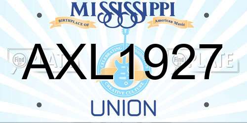 AXL1927 Mississippi License Plate
