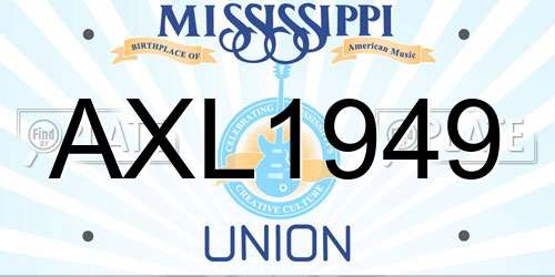 AXL1949 Mississippi License Plate