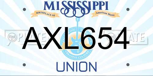 AXL654 Mississippi License Plate