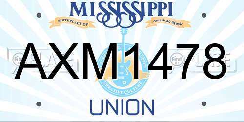 AXM1478 Mississippi License Plate
