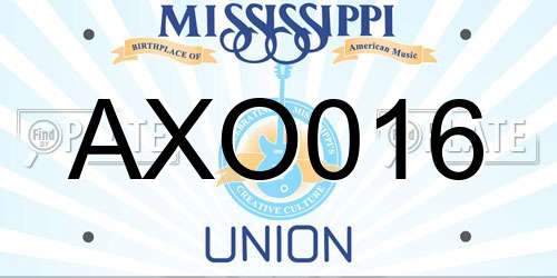 AXO016 Mississippi License Plate
