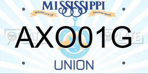 AXO01G Mississippi License Plate