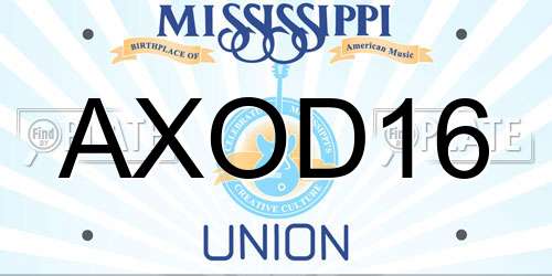 AXOD16 Mississippi License Plate