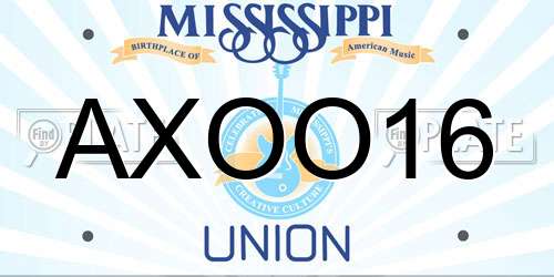 AXOO16 Mississippi License Plate