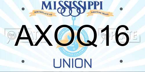 AXOQ16 Mississippi License Plate