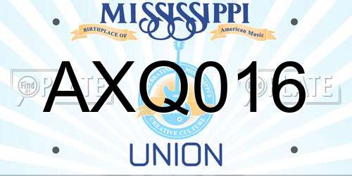 AXQ016 Mississippi License Plate