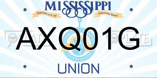 AXQ01G Mississippi License Plate