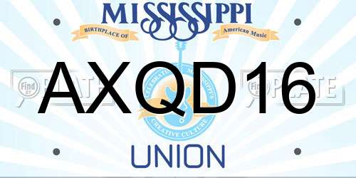 AXQD16 Mississippi License Plate