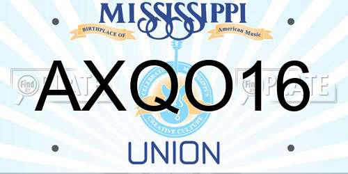 AXQO16 Mississippi License Plate