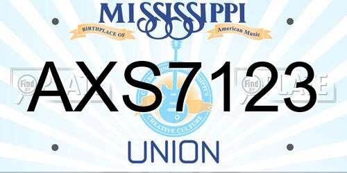AXS7123 Mississippi License Plate