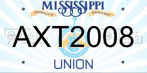 AXT2008 Mississippi License Plate
