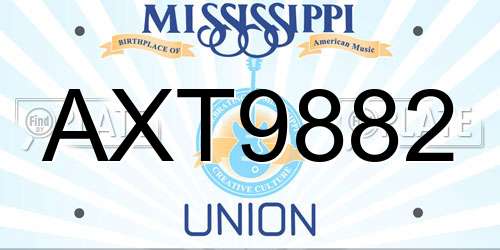AXT9882 Mississippi License Plate