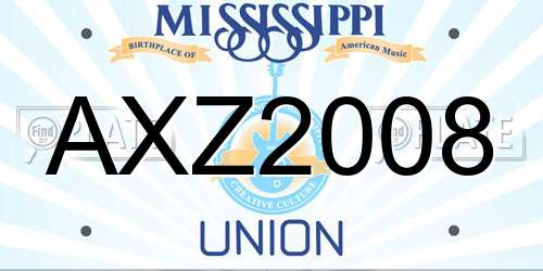AXZ2008 Mississippi License Plate
