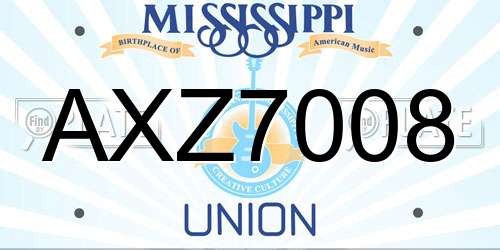 AXZ7008 Mississippi License Plate