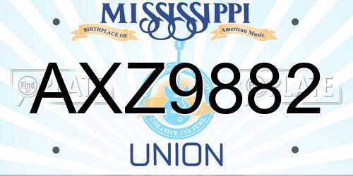 AXZ9882 Mississippi License Plate