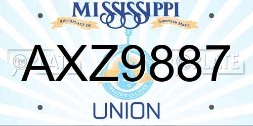 AXZ9887 Mississippi License Plate