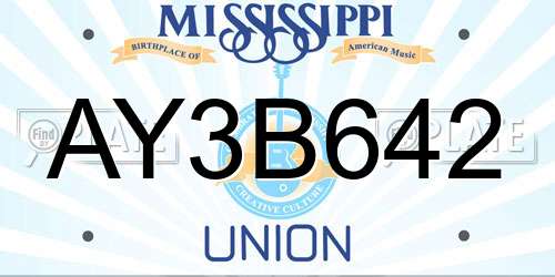 AY3B642 Mississippi License Plate