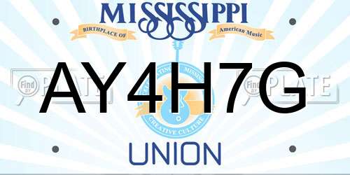 AY4H7G Mississippi License Plate