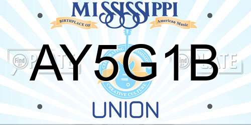 AY5G1B Mississippi License Plate