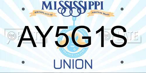 AY5G1S Mississippi License Plate