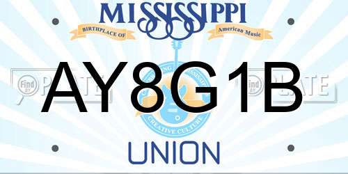 AY8G1B Mississippi License Plate