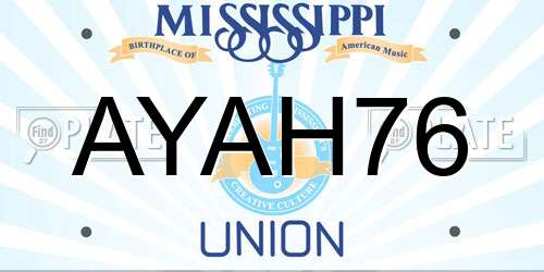 AYAH76 Mississippi License Plate
