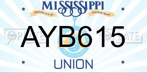 AYB615 Mississippi License Plate