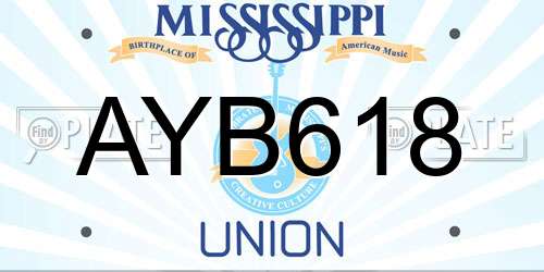 AYB618 Mississippi License Plate