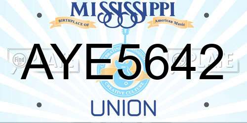 AYE5642 Mississippi License Plate