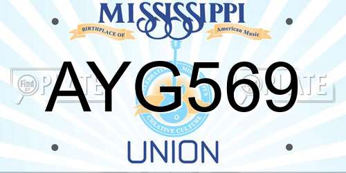 AYG569 Mississippi License Plate