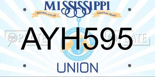 AYH595 Mississippi License Plate