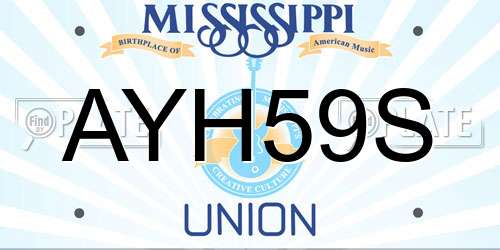 AYH59S Mississippi License Plate