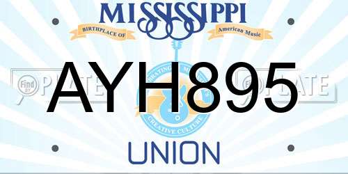 AYH895 Mississippi License Plate