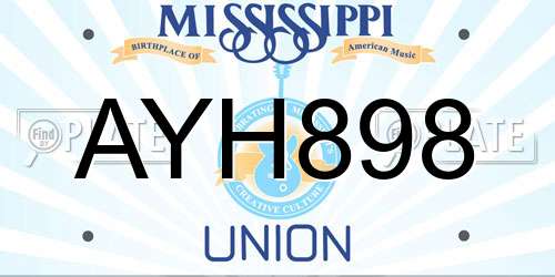 AYH898 Mississippi License Plate