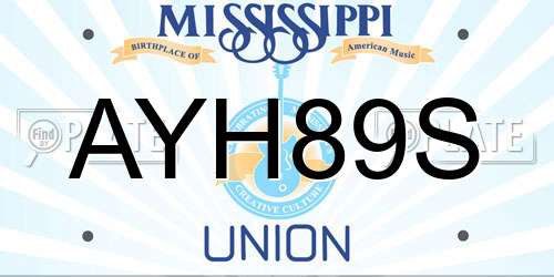 AYH89S Mississippi License Plate