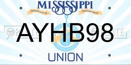 AYHB98 Mississippi License Plate