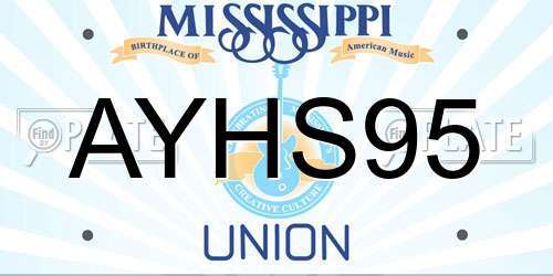 AYHS95 Mississippi License Plate